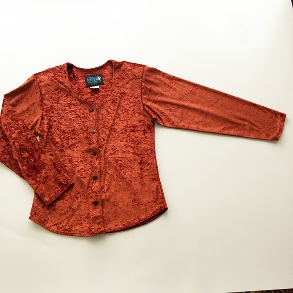 VTG Lone Roo By Roper Crushed Velvet Blouse - Picture 4 of 12